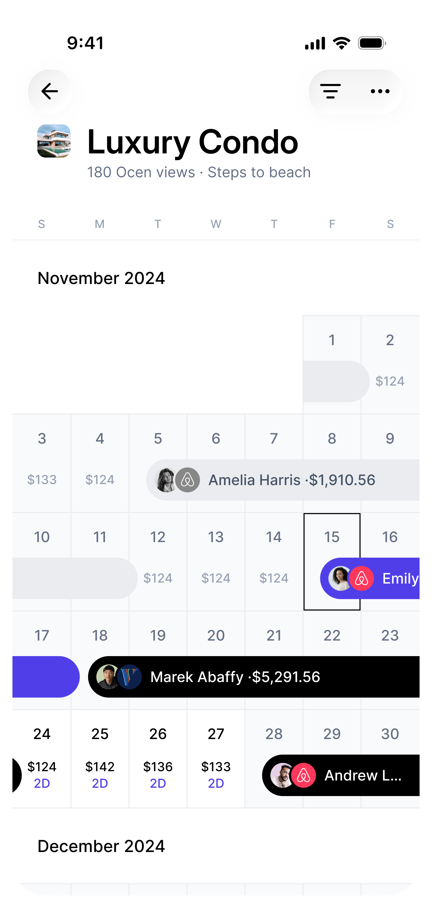 Focus calendar view