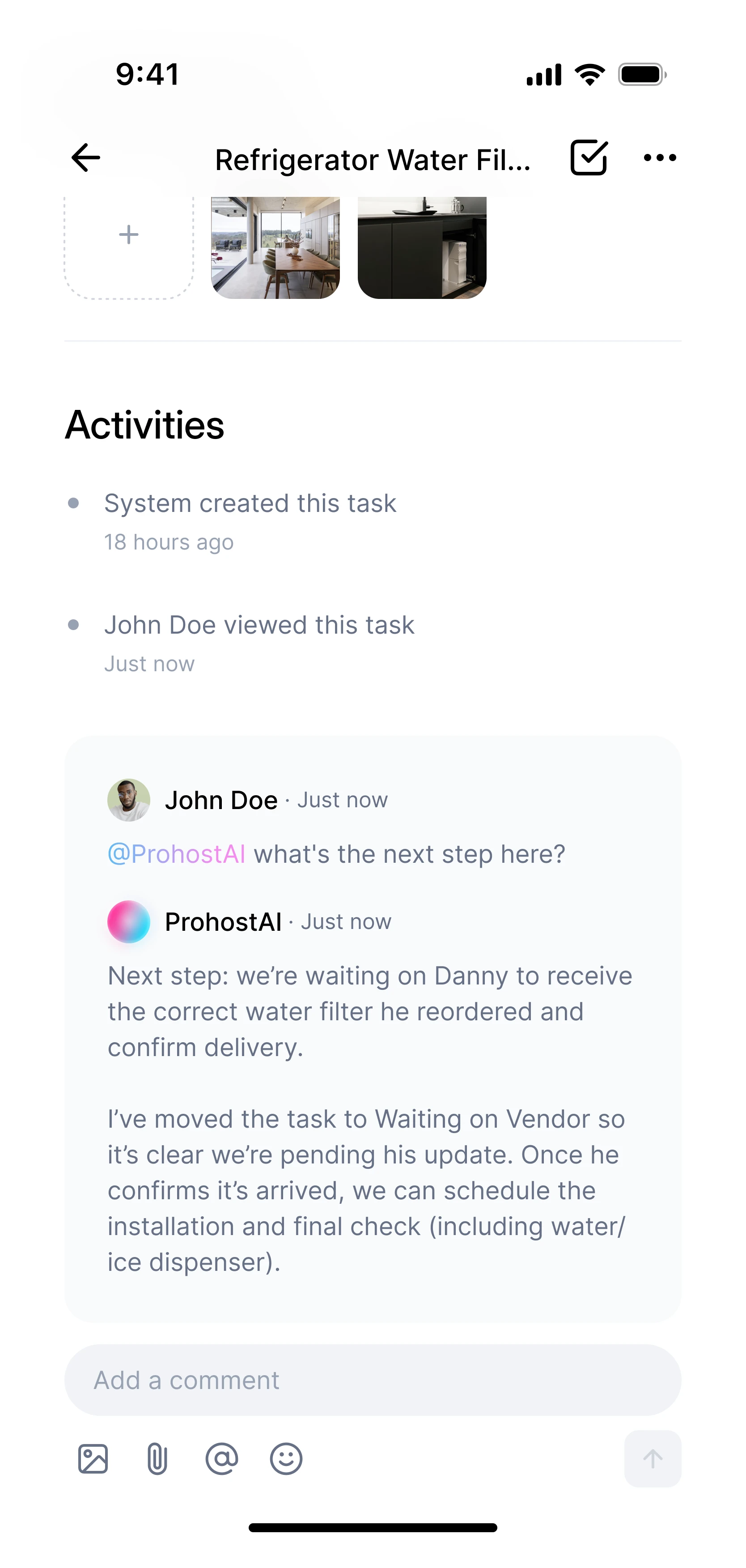 Ask AI in Tasks and Cleanings on mobile