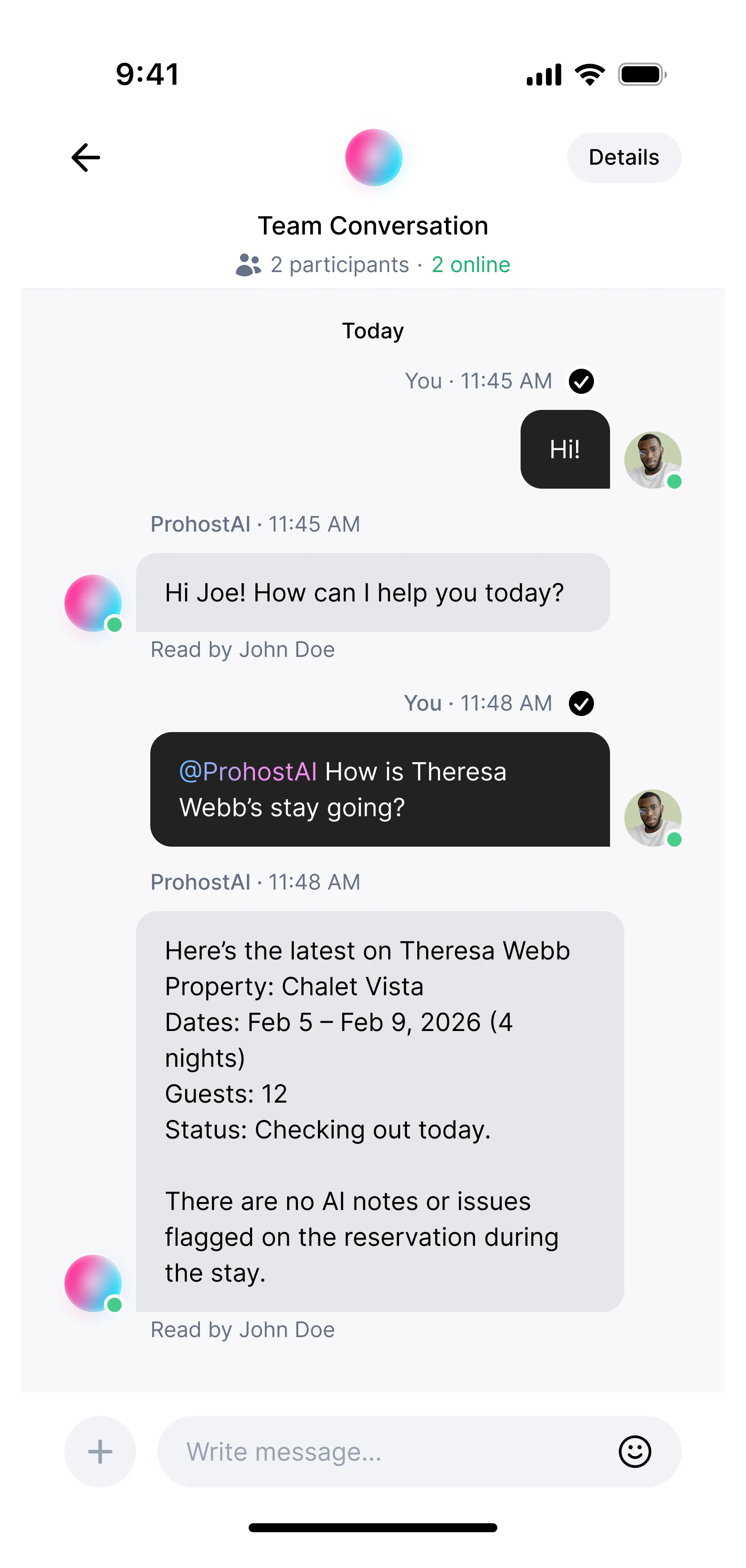 Ask AI in Team Chat on mobile