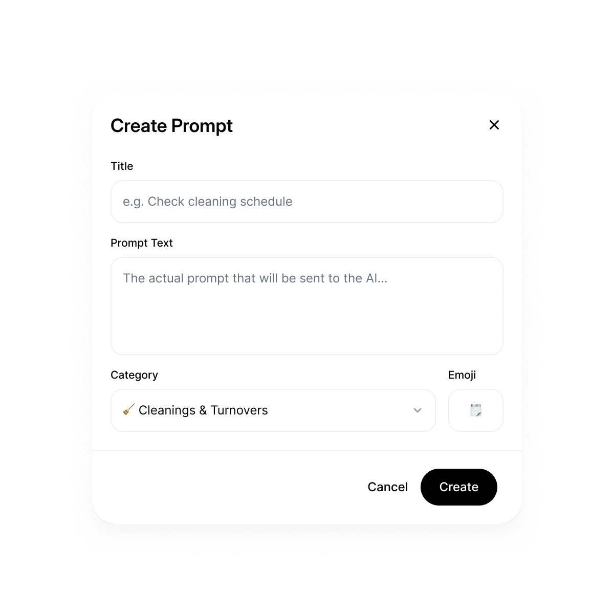 Create custom prompts interface